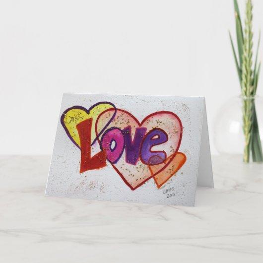 Love Heart Rings Glitter Greeting of Note Cards Feestdagen Kaart (Voorkant)