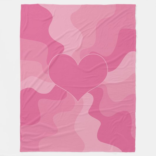 Love Heart - Roze Fleece Deken (Voorkant)