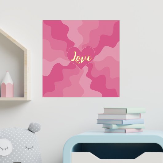 Love Heart - Roze Folie Afdrukken (Insitu (Kinderkamer))