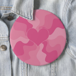 Love Heart - Roze Ronde Button 6,0 Cm
