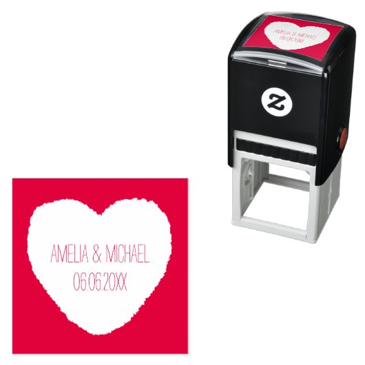 Love Heart Save the Date Wedding Zelfinktende Stempel (In situ)