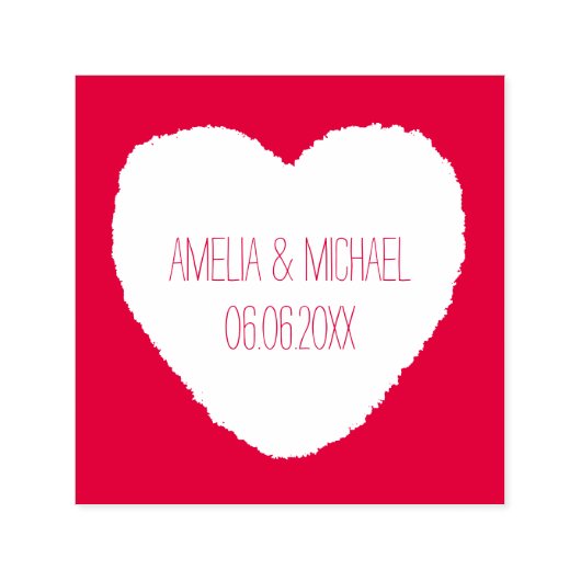Love Heart Save the Date Wedding Zelfinktende Stempel (Design)
