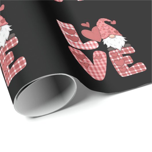 Love Heart Schattigee Gnome Valentijnsdag Cadeaupapier (Rol Hoek)