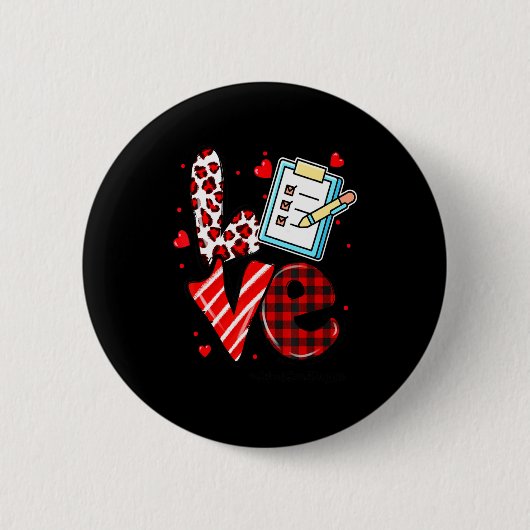Love Heart School Secretary Life Valentines Day Gi Ronde Button 5,7 Cm (Voorkant)