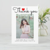 Love Heart Script Class of 2023 Afstuderen Photo Bedankkaart (Staand voorkant)