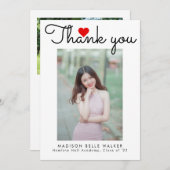 Love Heart Script Class of 2023 Afstuderen Photo Bedankkaart (Voorkant / Achterkant)