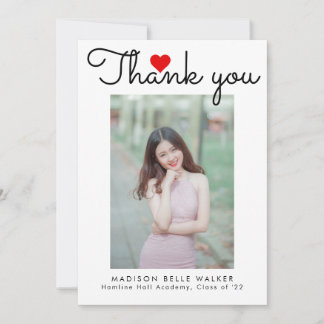 Love Heart Script Class of 2023 Afstuderen Photo Bedankkaart