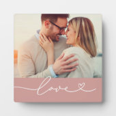 Love Heart Script Custom Muted Pink Weduwfoto Fotoplaat (Voorkant)