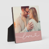 Love Heart Script Custom Muted Pink Weduwfoto Fotoplaat (Voorkant)