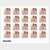 Love Heart Script Custom Muted Pink Weduwfoto Vierkante Sticker (Vel)