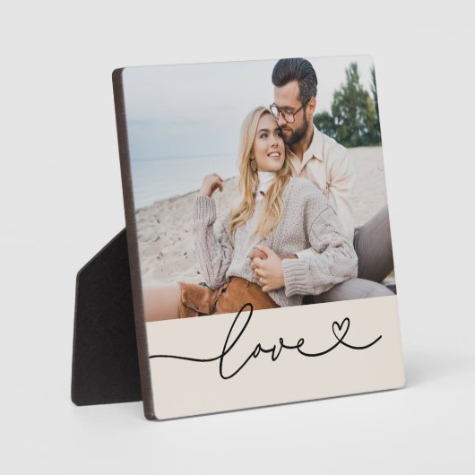 Love Heart Script Custom Soft White Wedding Fotoplaat (Voorkant)