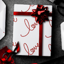 Love Heart Script | Eenvoudige Rode Typografie op  Cadeaupapier