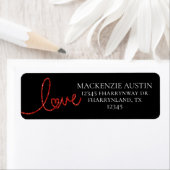 Love Heart Script | Modern rood en wit adres Etiket (Insitu)