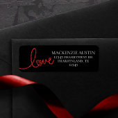 Love Heart Script | Modern rood en wit adres Etiket