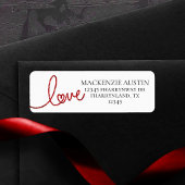 Love Heart Script | Modern rood en wit adres Etiket