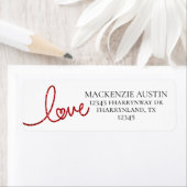 Love Heart Script | Modern rood en wit adres Etiket (Insitu)