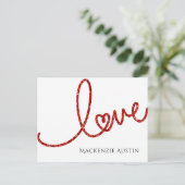 Love Heart Script | Moderne rode Valentijn Feestdagenkaart (Staand voorkant)