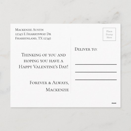 Love Heart Script | Moderne rode Valentijn Feestdagenkaart (Achterkant)