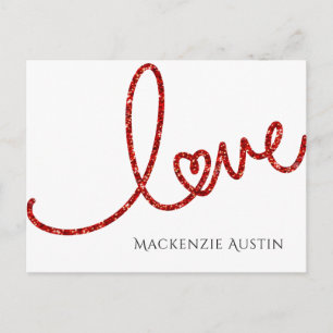 Love Heart Script   Moderne rode Valentijn Feestdagenkaart