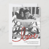 Love Heart Script | Moderne Rood en Wit Foto Feestdagenkaart (Voorkant)