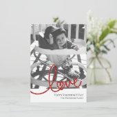 Love Heart Script | Moderne Rood en Wit Foto Feestdagenkaart (Staand voorkant)