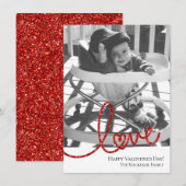 Love Heart Script | Moderne Rood en Wit Foto Feestdagenkaart (Voorkant / Achterkant)
