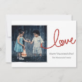Love Heart Script | Moderne Rood en Wit Foto Feestdagenkaart (Voorkant)