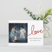 Love Heart Script | Moderne Rood en Wit Foto Feestdagenkaart (Staand voorkant)