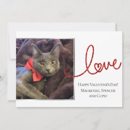 Love Heart Script | Moderne Rood en Wit Foto Feestdagenkaart