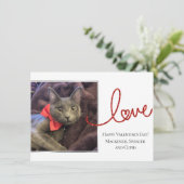 Love Heart Script | Moderne Rood en Wit Foto Feestdagenkaart (Staand voorkant)