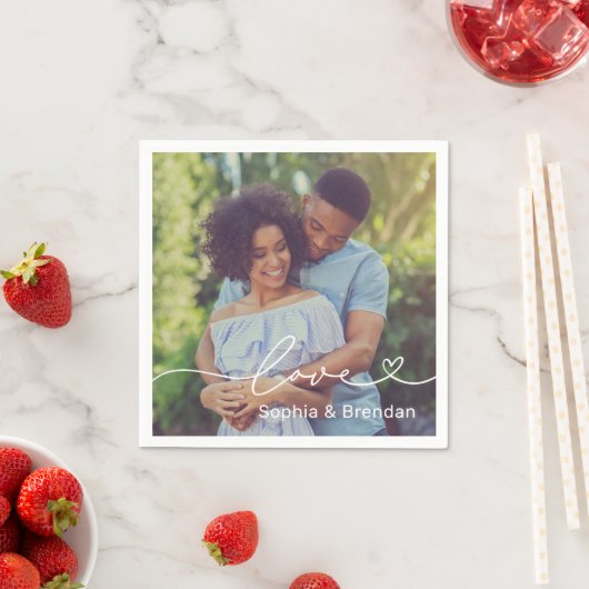 Love Heart Script Personalized Weddenfoto Servet (Insitu)