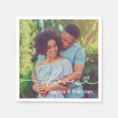 Love Heart Script Personalized Weddenfoto Servet (Voorkant)