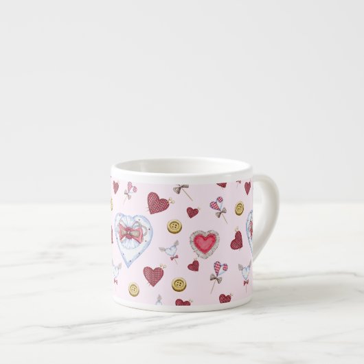 Love Heart Sewing Waterverf Espresso Kop (Voorkant rechts)