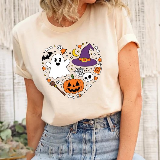 Love Heart Shape Halloween Cool Spooky enge feest Tri-Blend Shirt