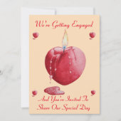Love Heart Shaped Candle Engagement Uitnodiging (Voorkant)