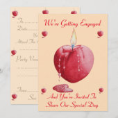 Love Heart Shaped Candle Engagement Uitnodiging (Voorkant / Achterkant)
