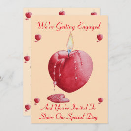 Love Heart Shaped Candle Engagement Uitnodiging