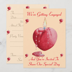 Love Heart Shaped Candle Engagement Uitnodiging