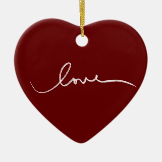 "Love" Heart Shaped Kerstmis Ornamed Keramisch Ornament (Voorkant)