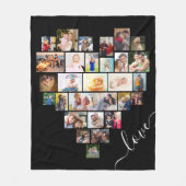 Love Heart Shaped Photo Collage Black Fleece Deken (Voorkant)