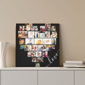 Love Heart Shaped Photo Collage Small Square Canvas Afdruk