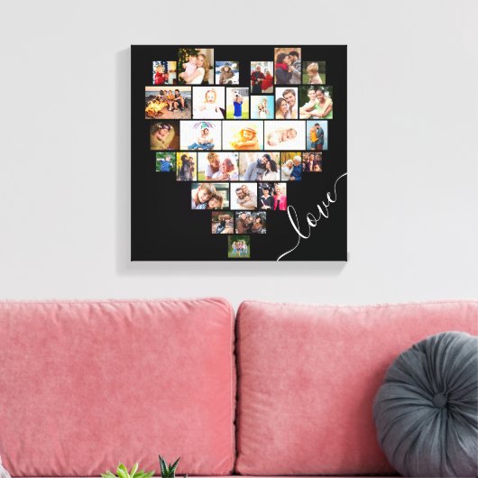 Love Heart Shaped Photo Collage Small Square Canvas Afdruk (Insitu (Woonkamer))