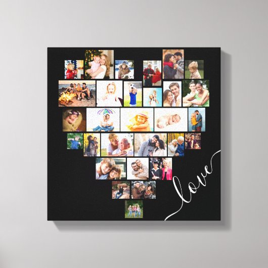 Love Heart Shaped Photo Collage Small Square Canvas Afdruk (Voorkant)