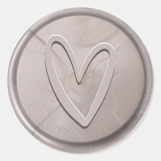Love Heart Silver Grey Wax Seal Sticker (Voorkant)