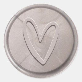 Love Heart Silver Grey Wax Seal Sticker