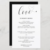 Love Heart Simple Modern Wedding Menu (Voorkant / Achterkant)