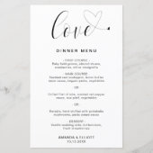 Love Heart Simple Modern Wedding Menu (Voorkant)