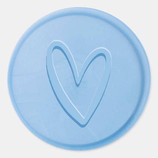 Love Heart Sky Blue Wax Seal Sticker (Voorkant)