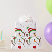 Love Heart Snowman Cadeaupapier