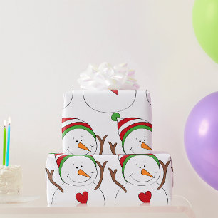 Love Heart Snowman Cadeaupapier